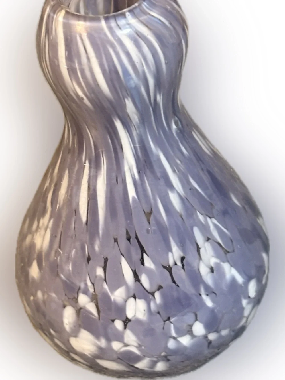 Hand-Blown Purple and White Decorative Vase - Home Art